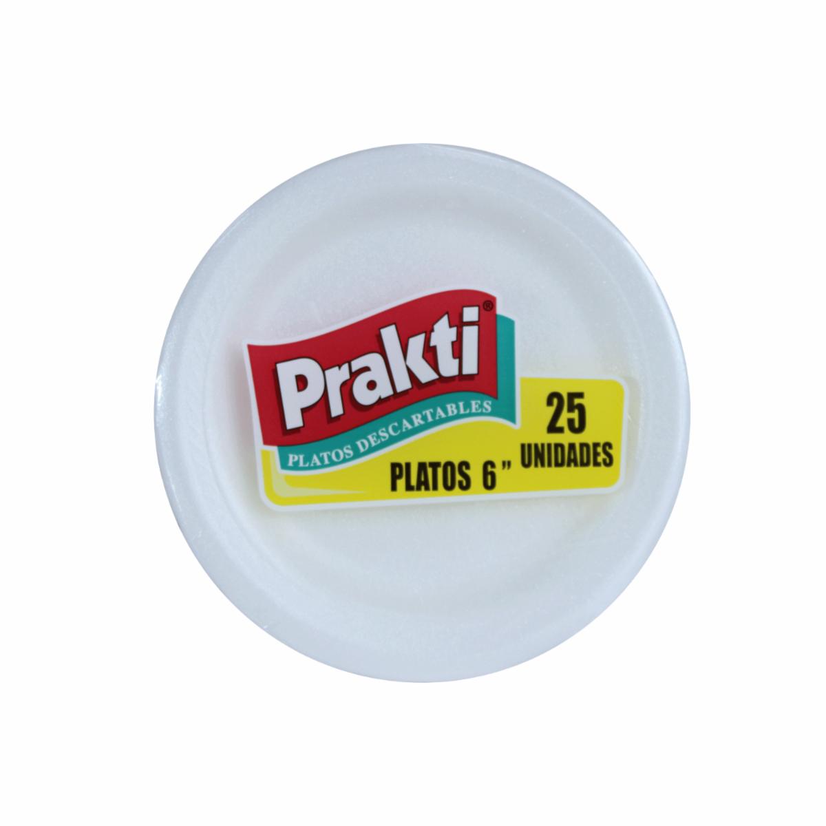 Plato N°6 Blanco PRAKTI 25 Uds