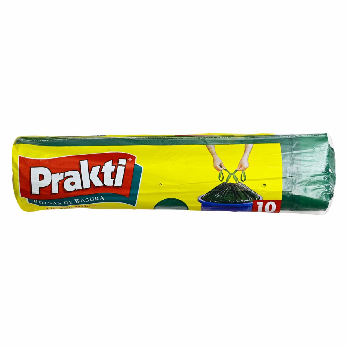 Funda De Basura Bio Rollo Industrial Verde PRAKTI 10 Unidades