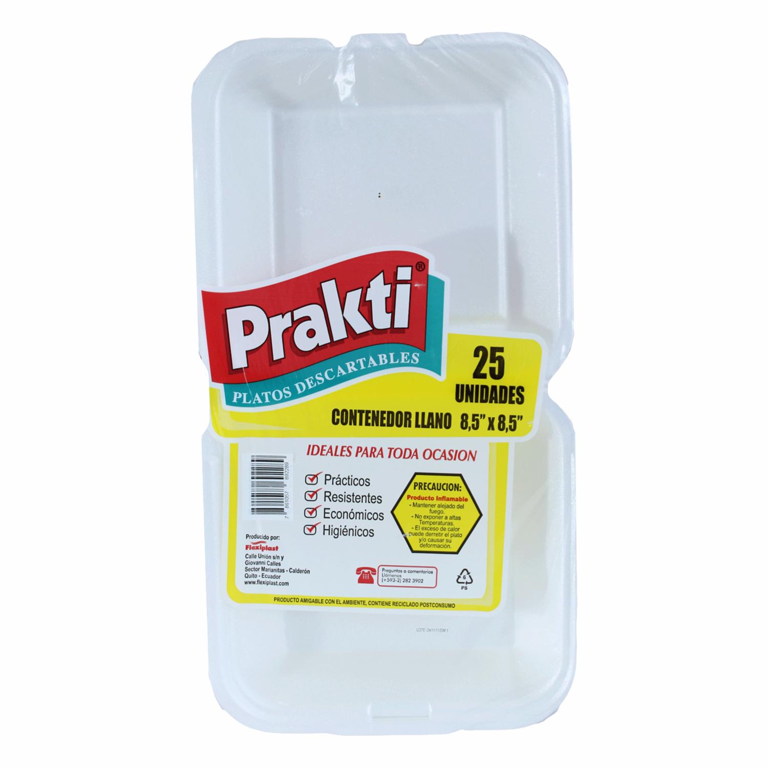 Contenedor Lonchera Blanco 8.5″ PRAKTI Desechable