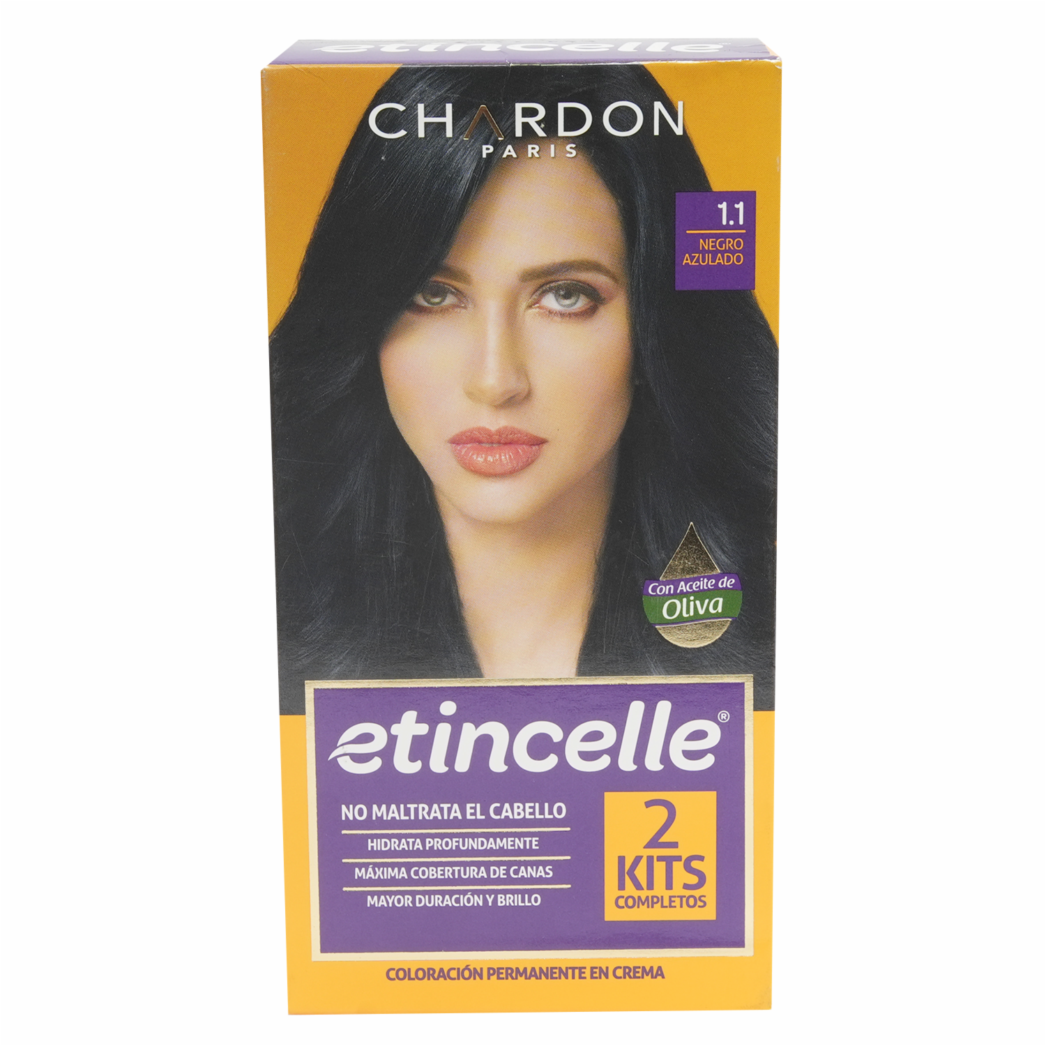 Tinte De Cabello Coloración N° 1.1 Negro Azulado 2 Tubos ETINCELLE Unidad