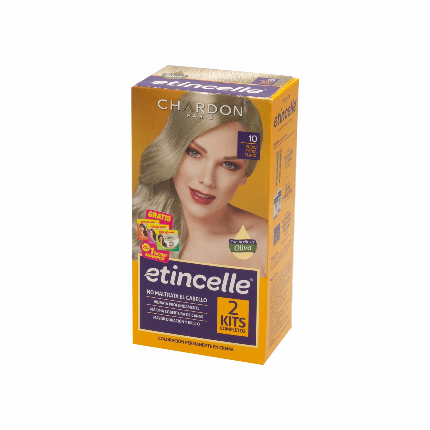 Tinte De Cabello Coloración N° 10 Rubio Extra Claro 2 Tubos ETINCELLE Paquete