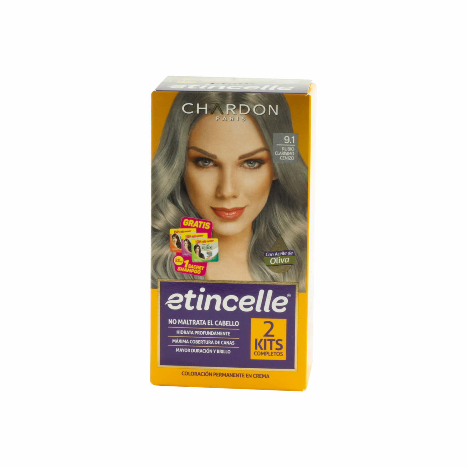 Tinte De Cabello Coloración N° 9.1 Rubio Clarísimo Cenizo 2 Tubos ETINCELLE Unidad