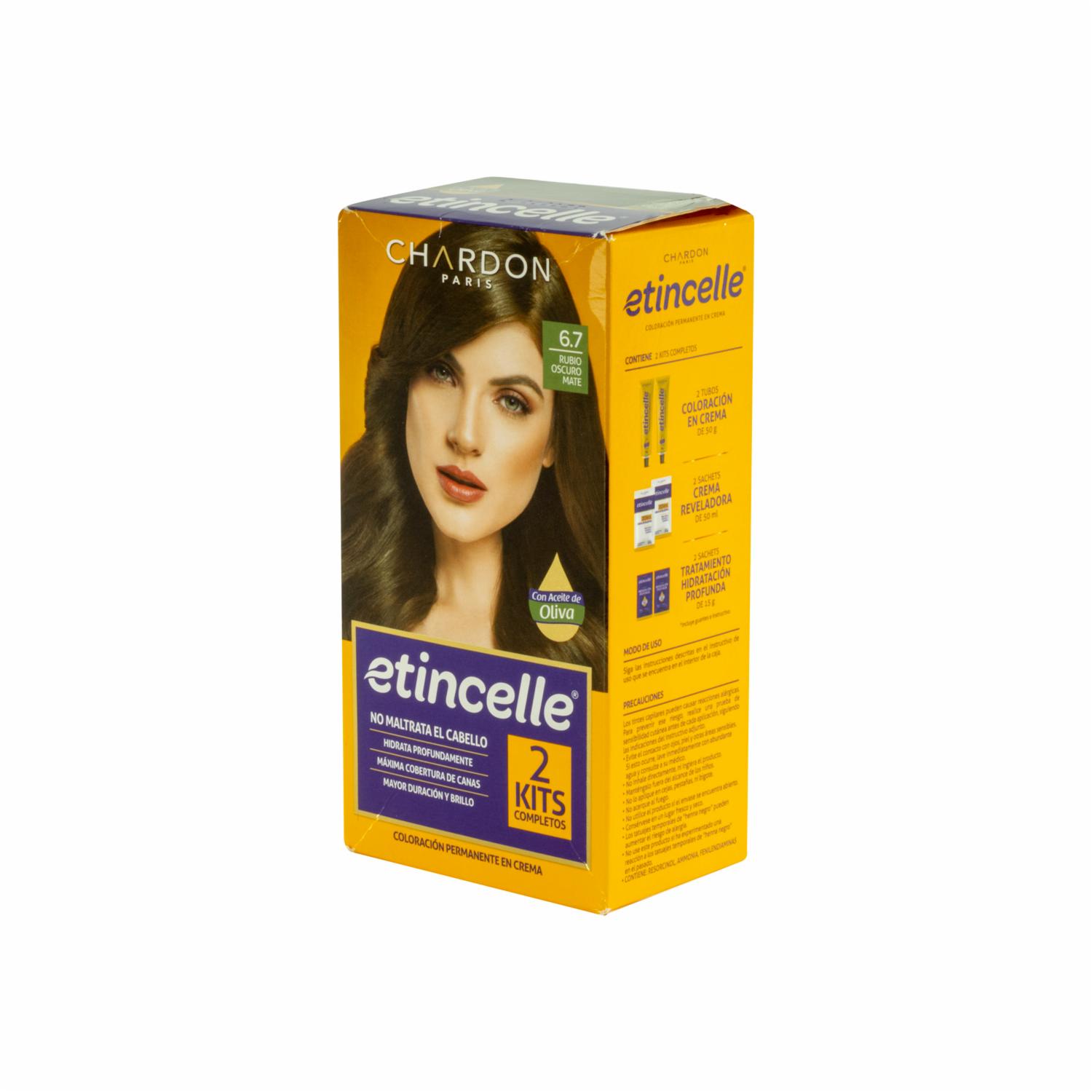 Tinte De Cabello Coloración N° 6.7 Rubio Oscuro Mate 2 Tubos ETINCELLE Unidad