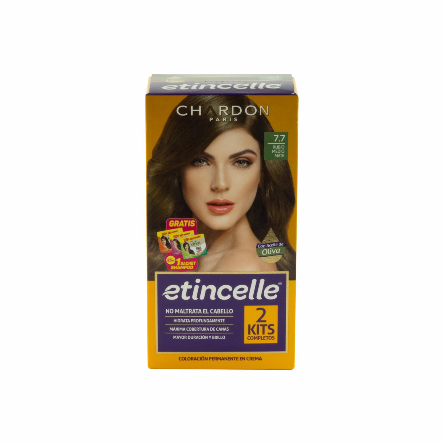 Tinte De Cabello Coloración N° 7.7 Rubio Medio Mate 2 Tubos ETINCELLE Unidad