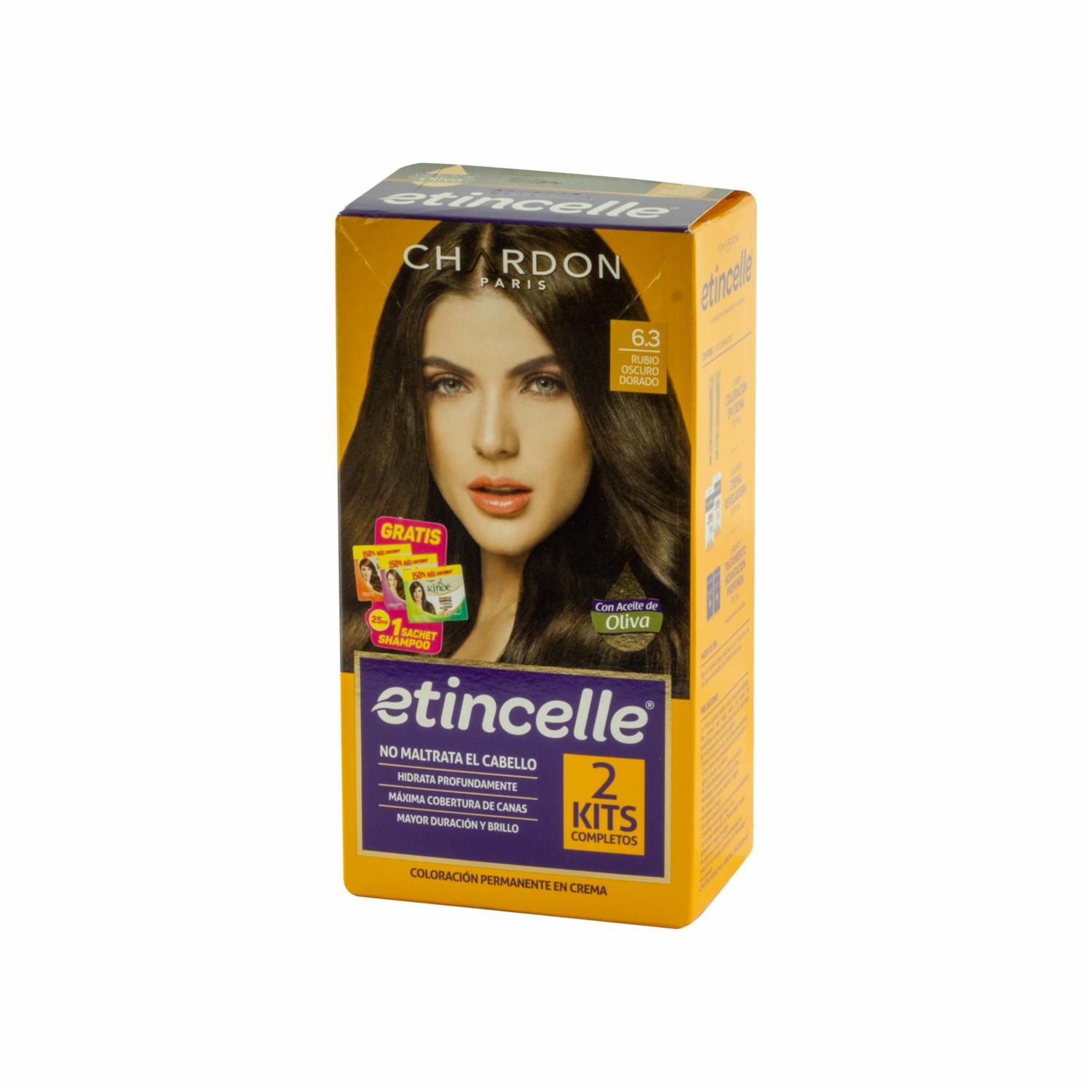 Tinte De Cabello Coloración N° 6.3 Rubio Oscuro Dorado 2 Tubos ETINCELLE Unidad