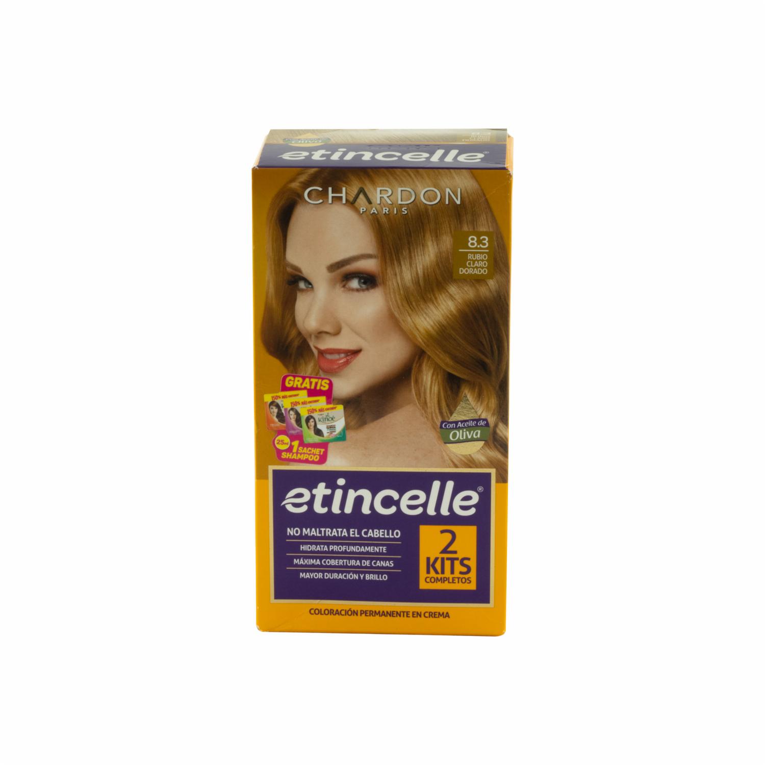 Tinte De Cabello Coloración N° 8.3 Rubio Claro Dorado 2 Tubos ETINCELLE Unidad
