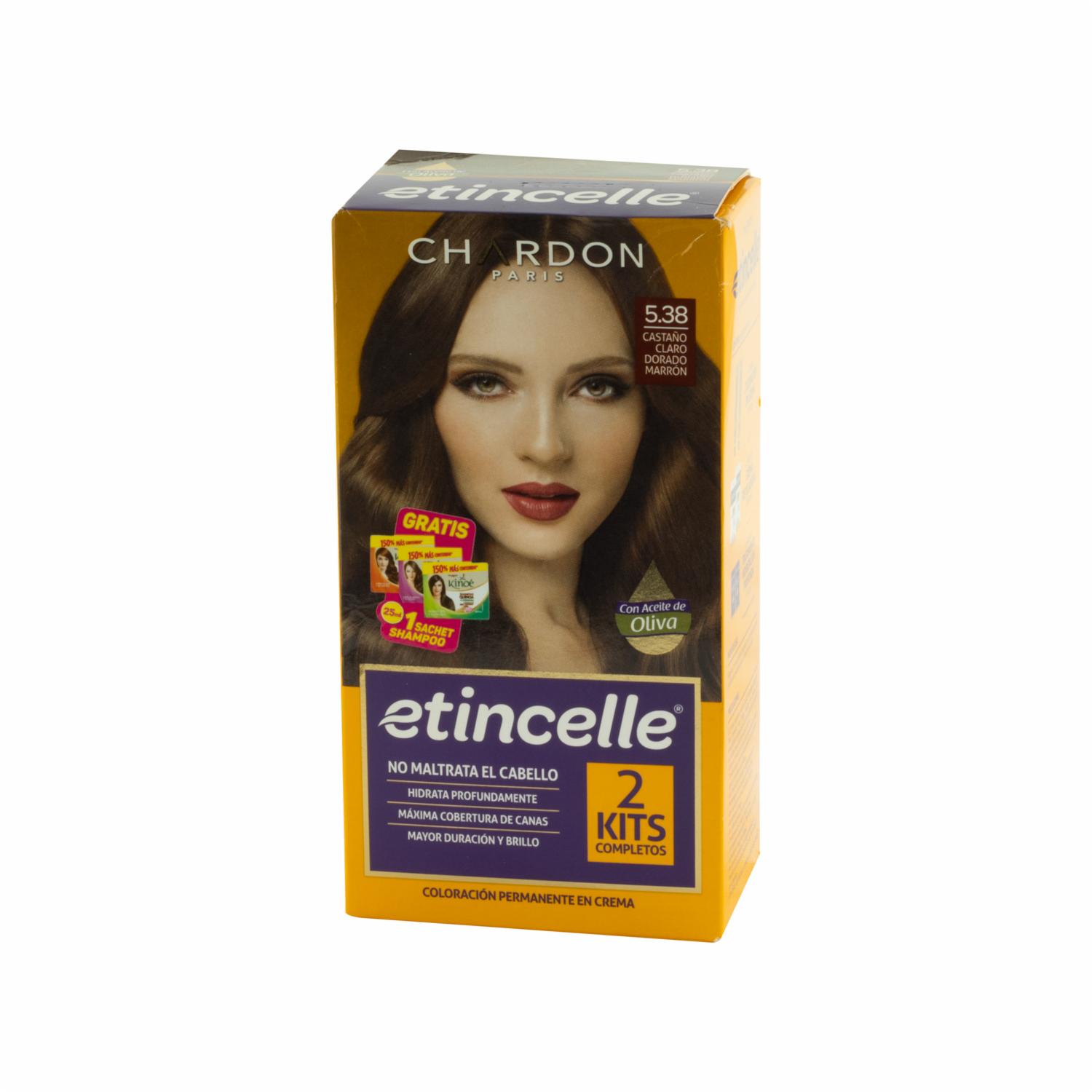 Tinte De Cabello Coloración N° 5.38 Castaño Claro Dorado Marrón 2 ETINCELLE Unidad