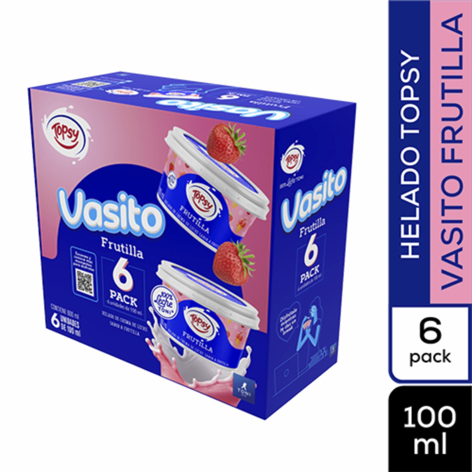 Helado Vasito Frutilla TOPSY 6 X 100 ml