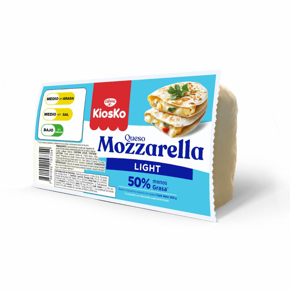 Queso Mozzarella Light 50% Menos Grasa KIOSKO 200 G