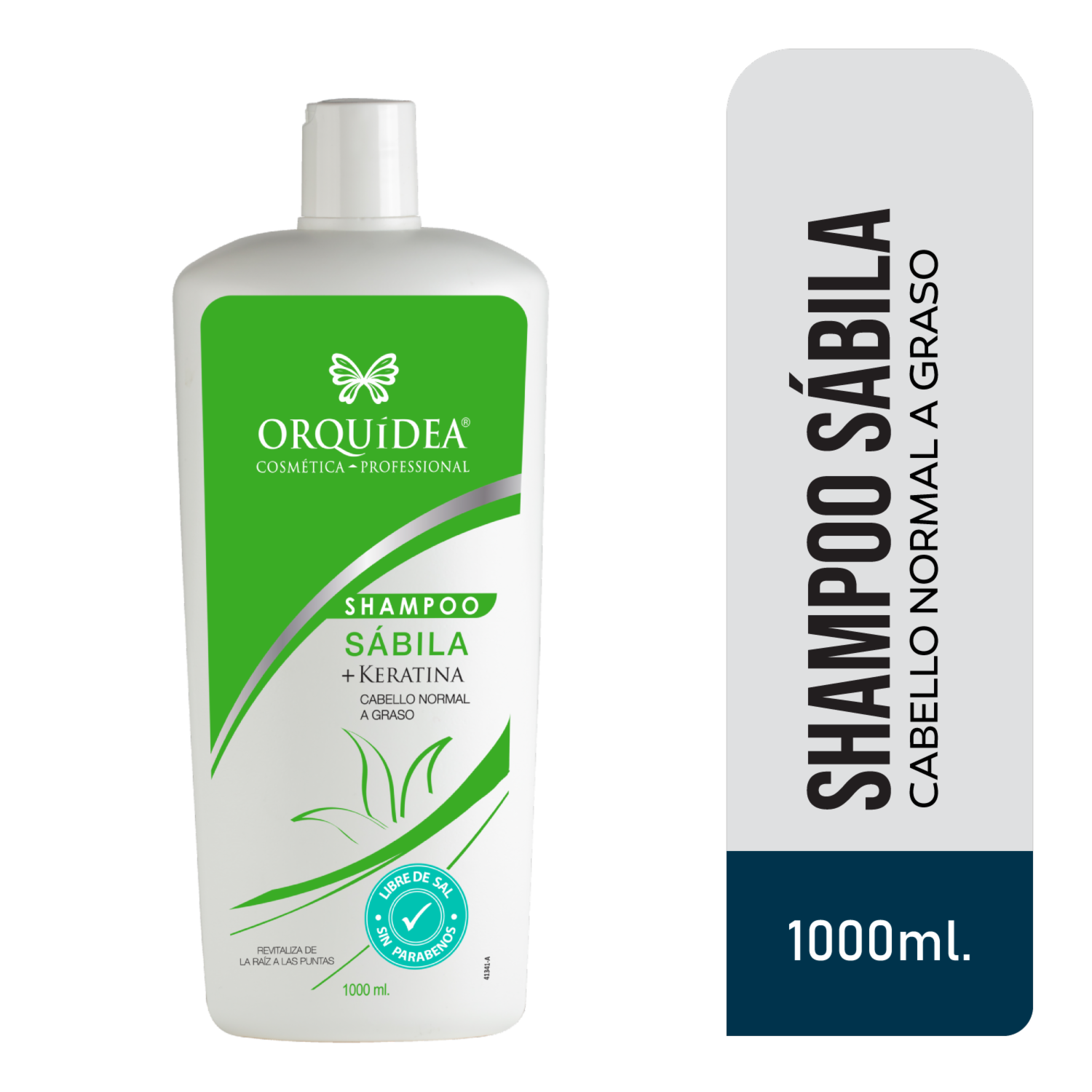 Shampoo De Cabello Sábila + Keratina Libre De Sal ORQUÍDEA 1000 Ml
