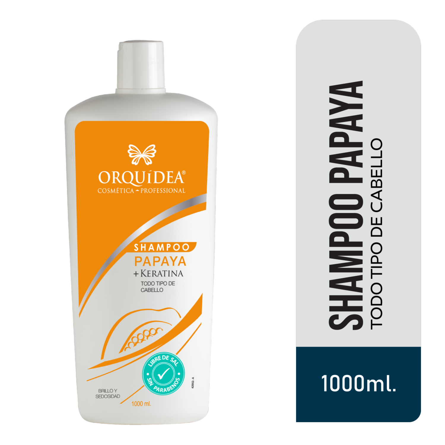 Shampoo De Cabello Papaya + Keratina Libre De Sal ORQUÍDEA 1000 Ml