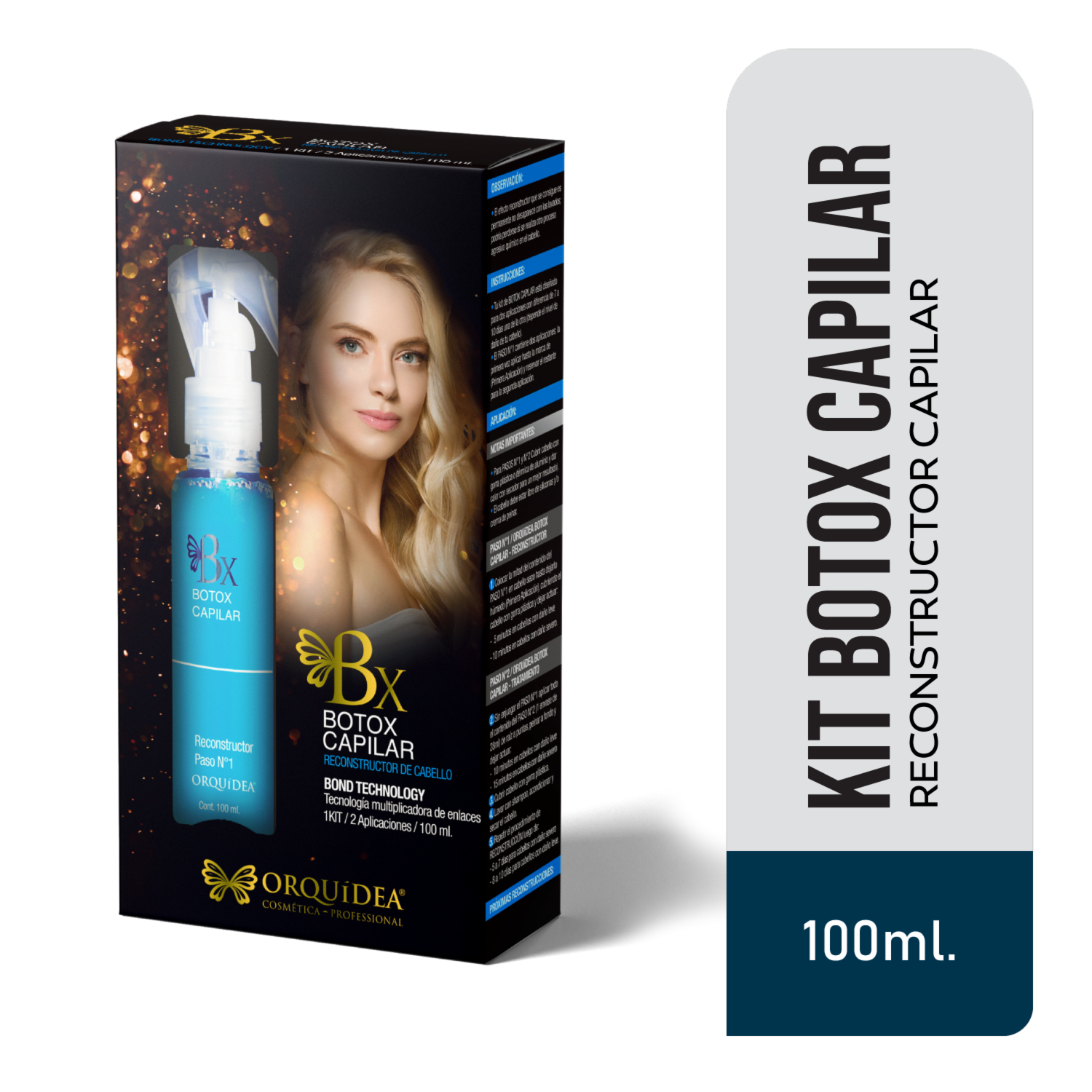 Tratamiento Capilar Alisante Bótox Reconstructor ORQUÍDEA 1 Kit 100 Ml