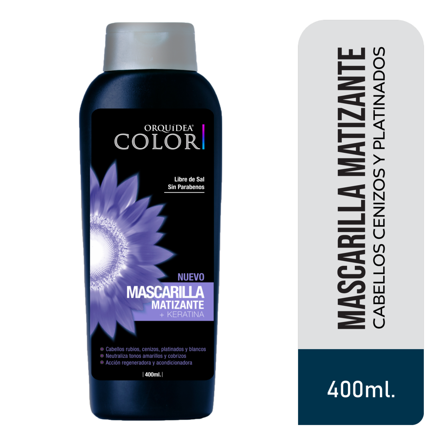 Mascara Capilar Matizante + Keratina Libre De Sal ORQUÍDEA 400 Ml