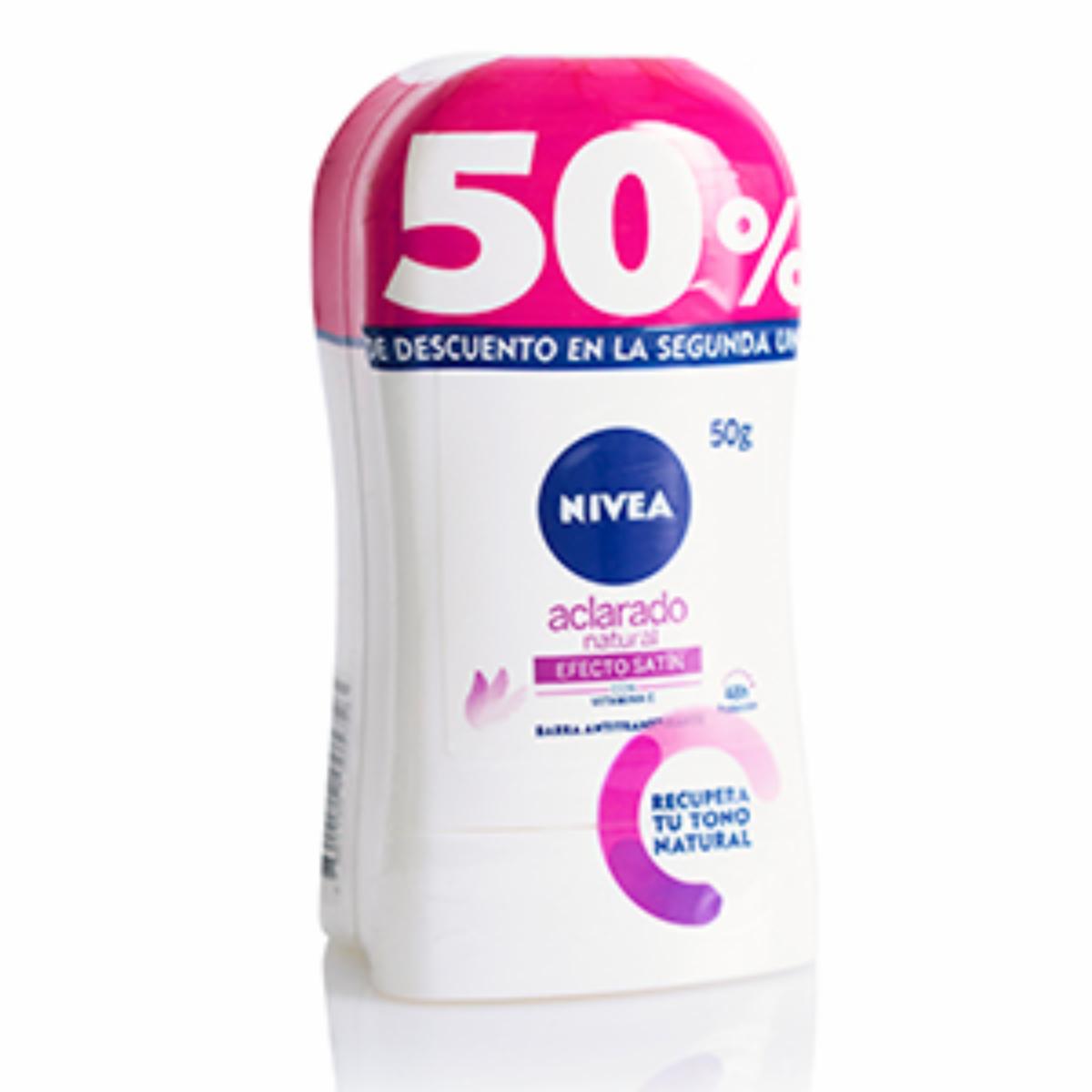Desodorante En Barra Para Dama Efecto Satín Aclarant 2 Do 50% NIVEA 100 G