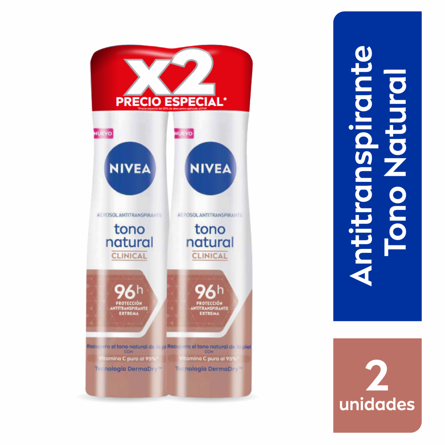 Desodorante En Aerosol Para Dama Clinical Tono Natural NIVEA 300 Ml