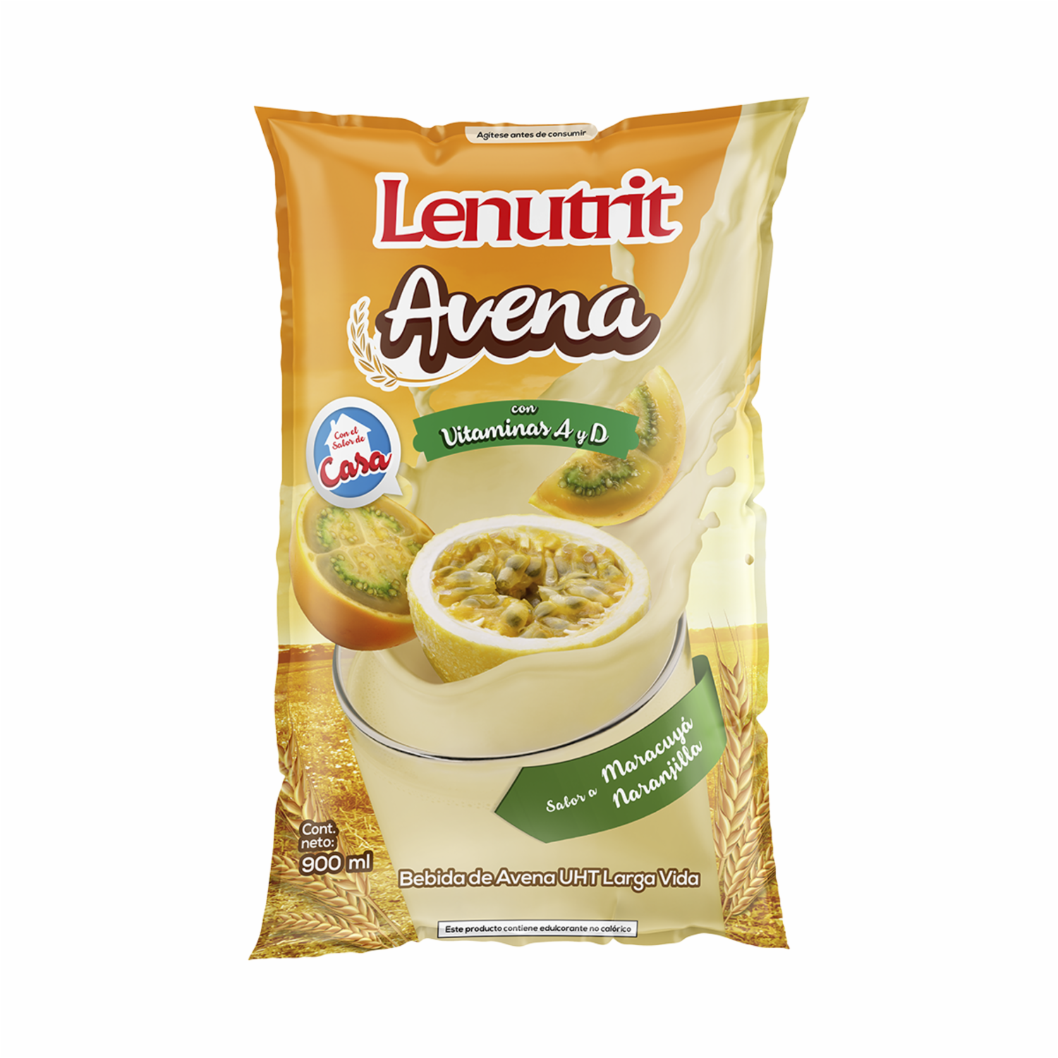 Bebida De Avena Sabor Naranjilla Y Maracuyá LENUTRIT 900 Ml