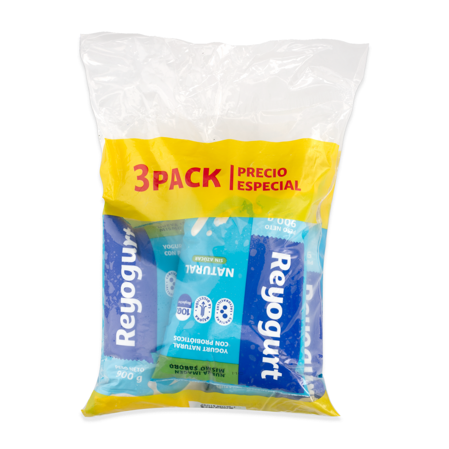 Pack Yogurt Natural Funda REYOGURT 3 X 900 ml