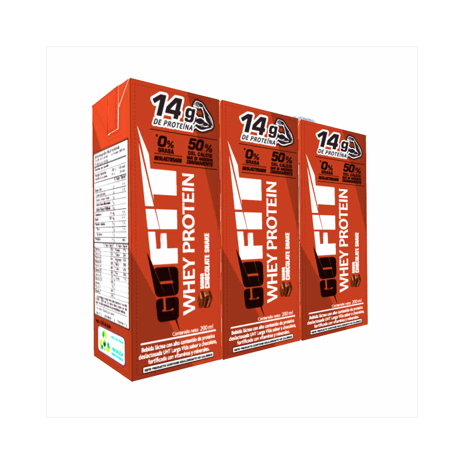 Bebida De Proteínas Sabor A Chocolate GO FIT 3 x 200ml