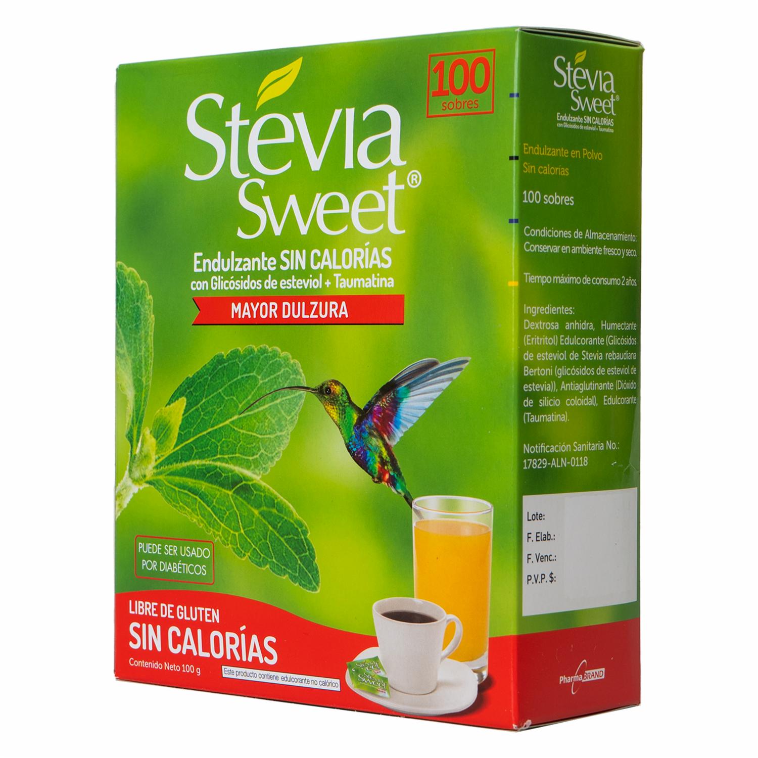 Endulzante De Stevia + Taumatina STEVIA SWEET X 100 Uds