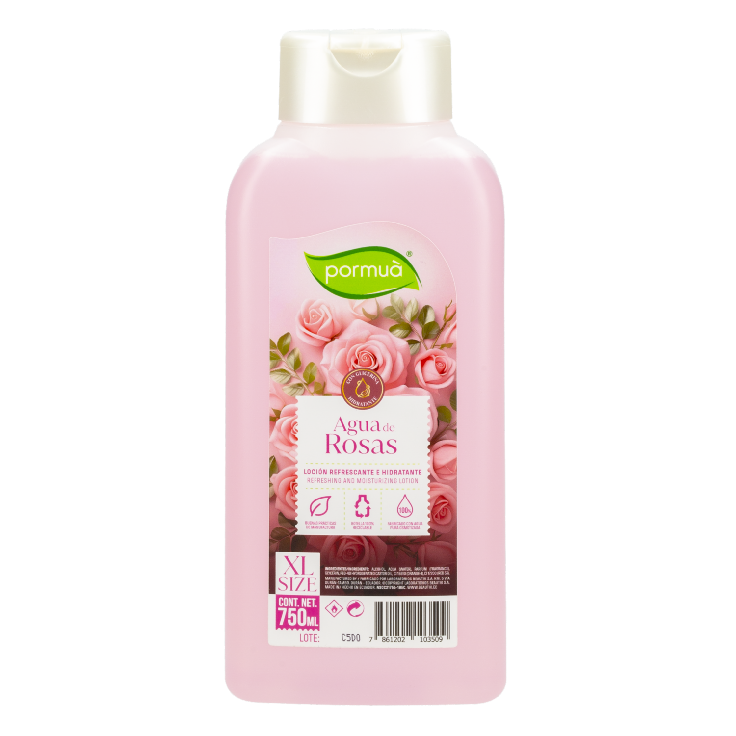 Colonia Refrescante Refrescante De Agua De Rosas PORMUÀ 750 Ml