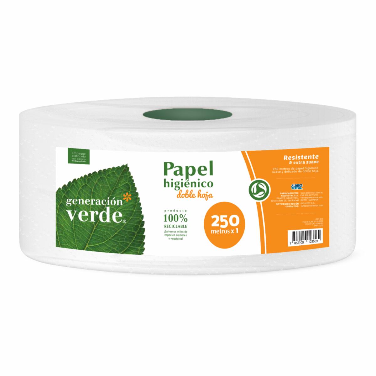 Papel Higiénico Jumbo GENERACIÓN VERDE 250 Metros
