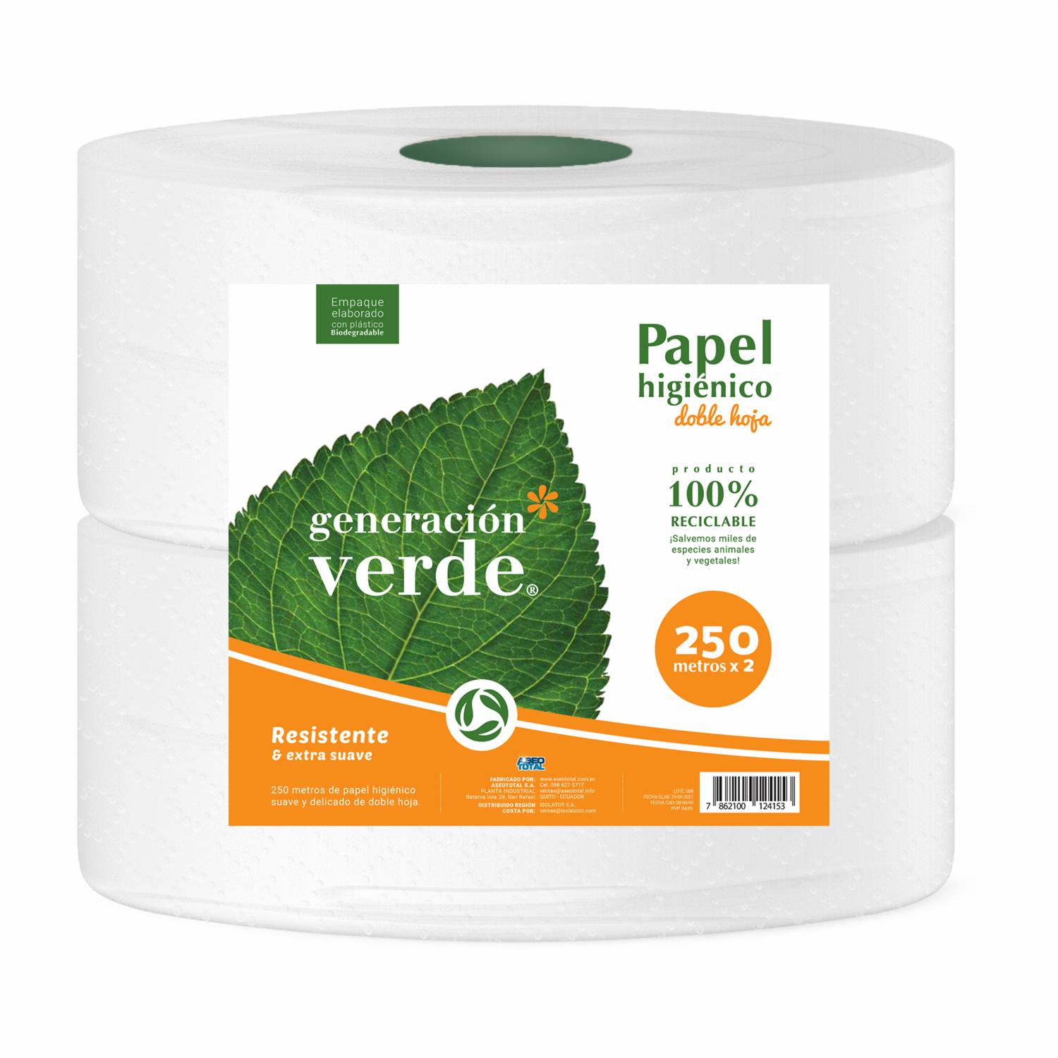 Papel Higiénico Institucional GENERACIÓN VERDE 2 Rollos