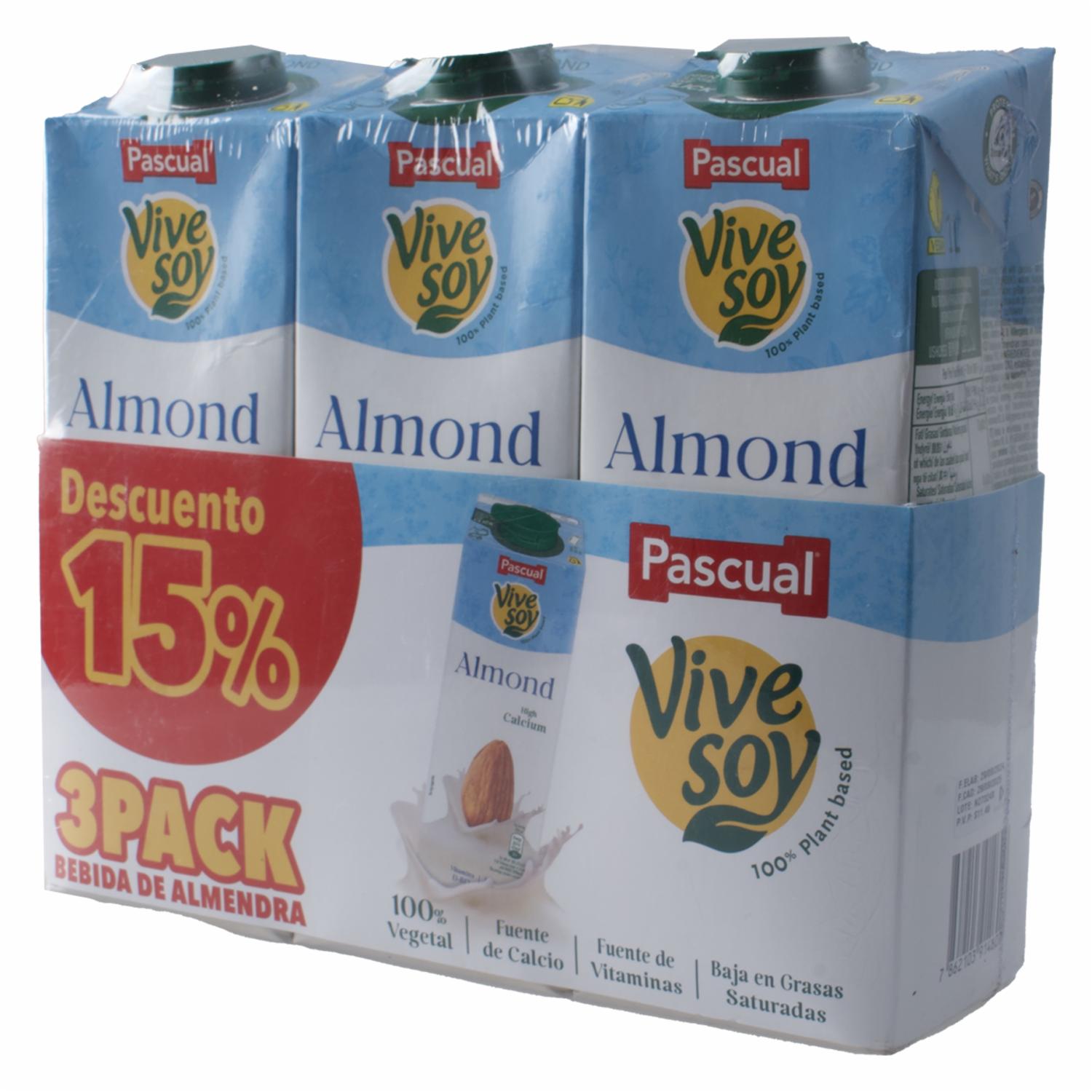 3Pack Bebida De Almendra VIVE SOY 3 X 1000 ml