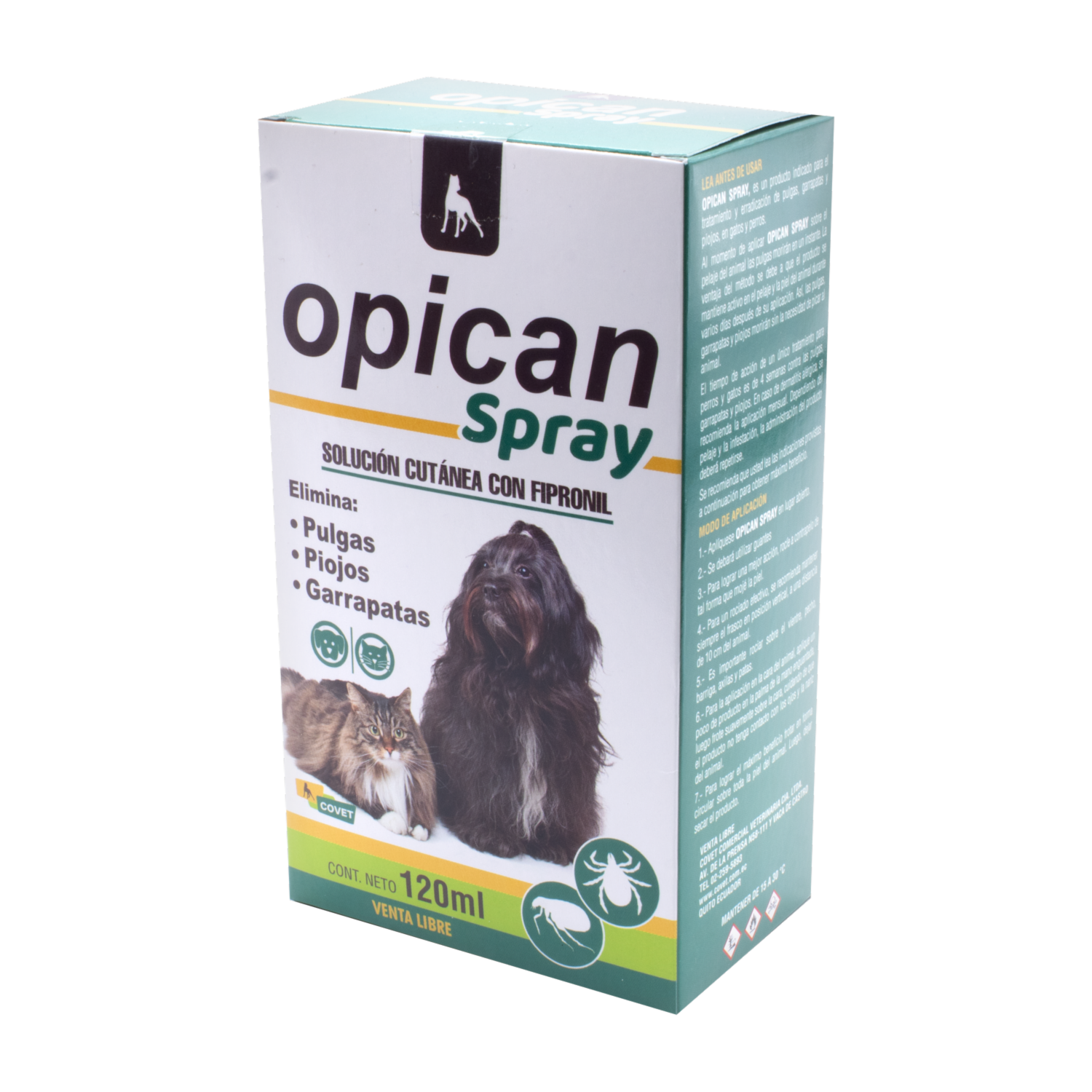 Insecticida Para Perros Y Gatos Opican Spray COVET 120 Ml