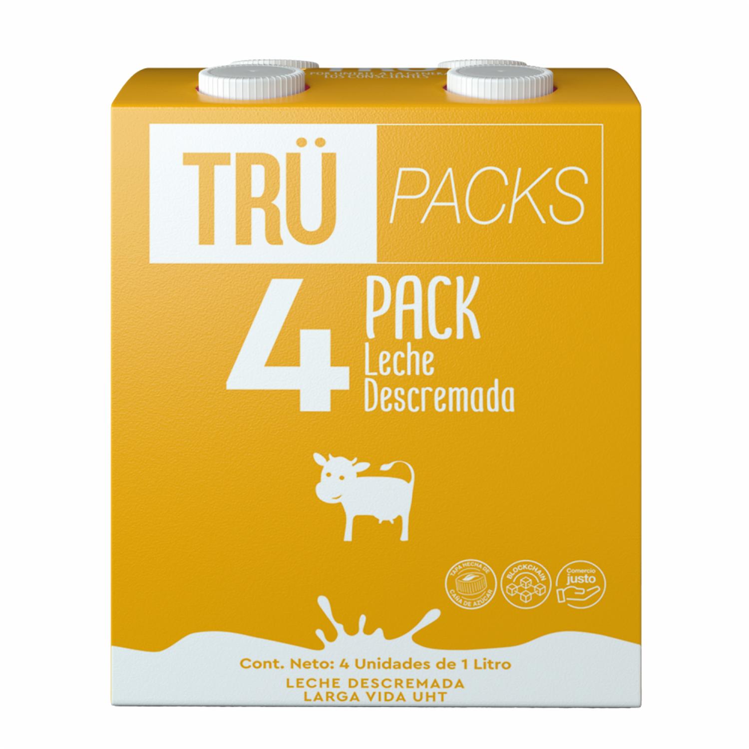 Leche Descremada Larga Vida UHT TRÜ 4 X 1000 Ml