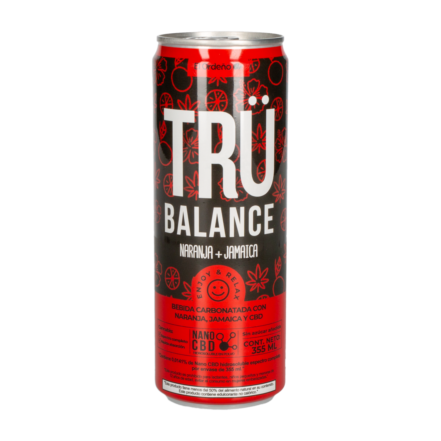 Balance Bebida Carbonatada Naranja + Jamaica Y CBD TRÜ Lata 355 Ml