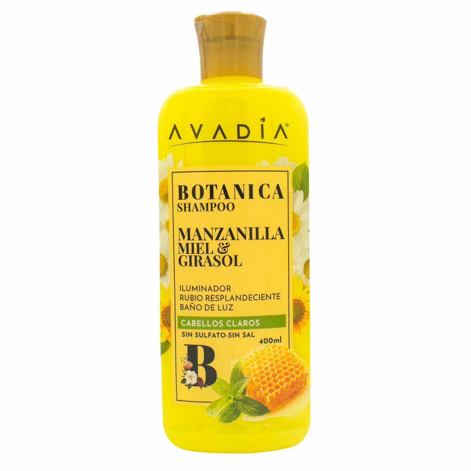 Shampoo De Cabello Botánica Manzanilla Miel Y Girasol AVADÍA 400 Ml