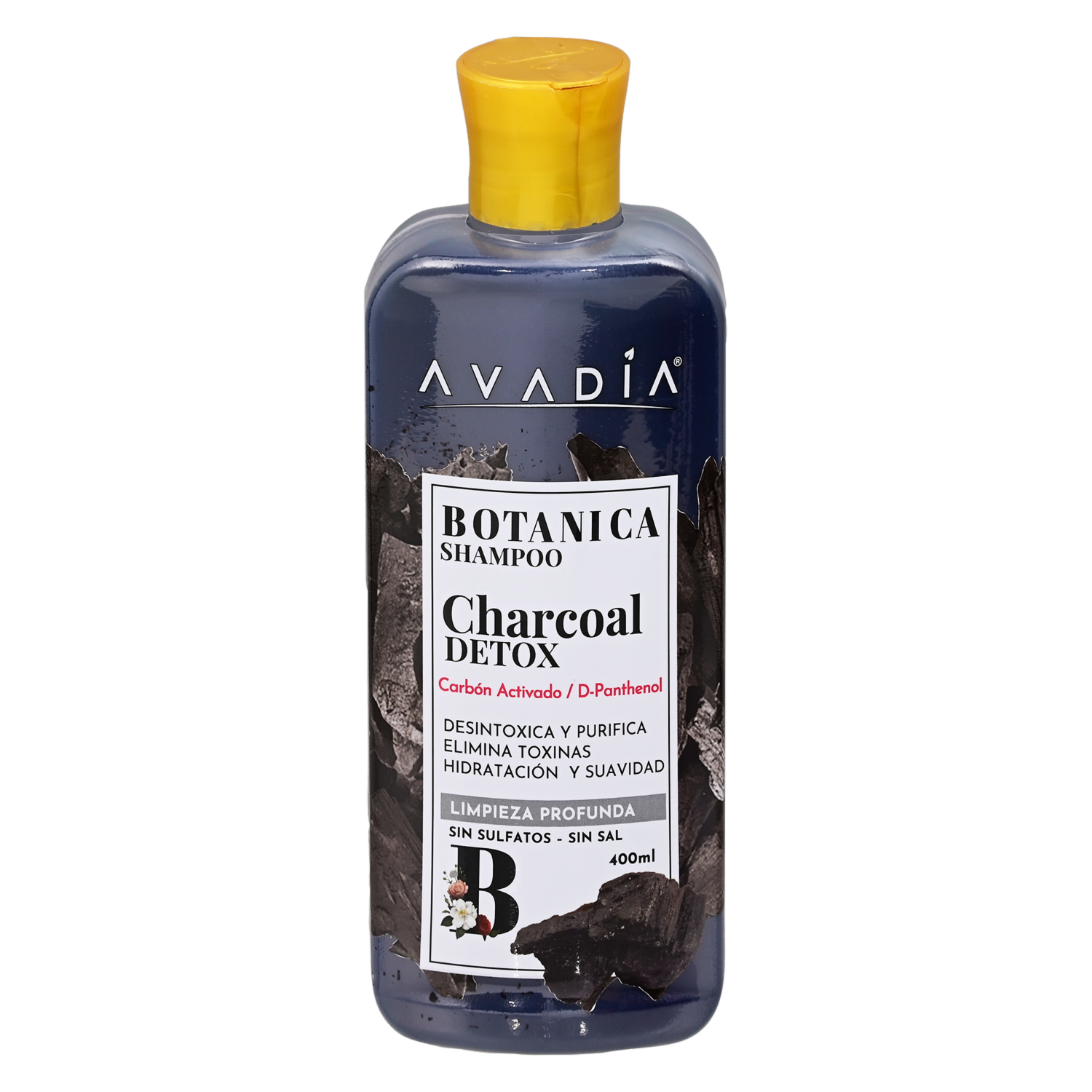 Shampoo De Cabello Botánica Detox Carbón Activo AVADÍA 400 Ml