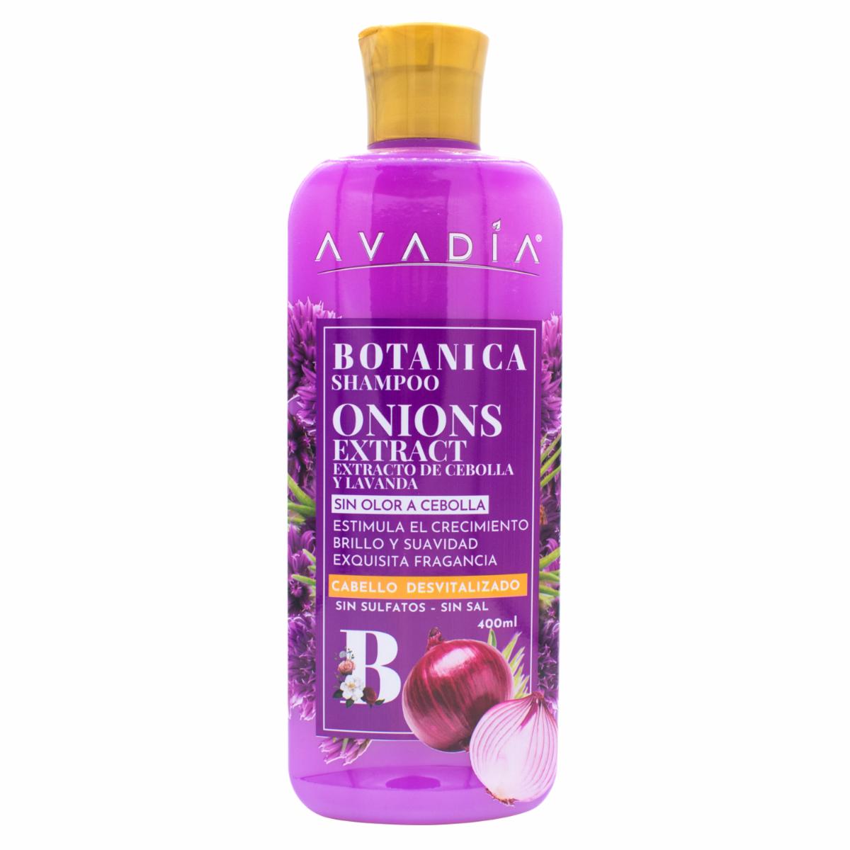 Shampoo De Cabello Botánica Onions Extracto De Cebolla Y Lavanda AVADÍA 400 Ml