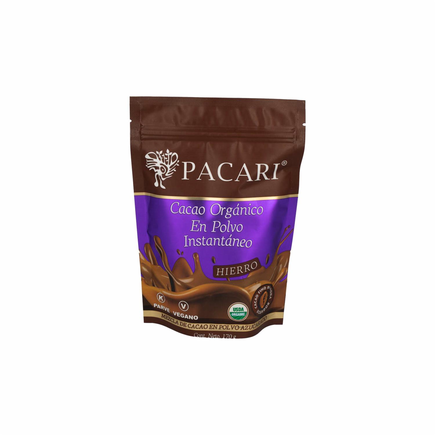 Chocolate  Orgánico En Polvo Instantáneo PACCARI 170 g