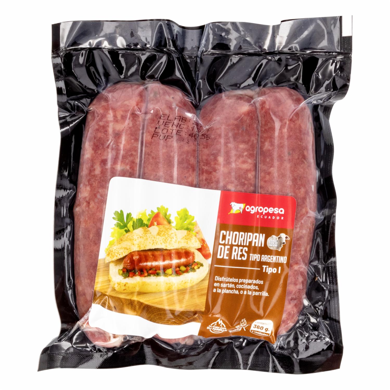 Choripán De Res Tipo Argentino X4.. AGROPESA 360g