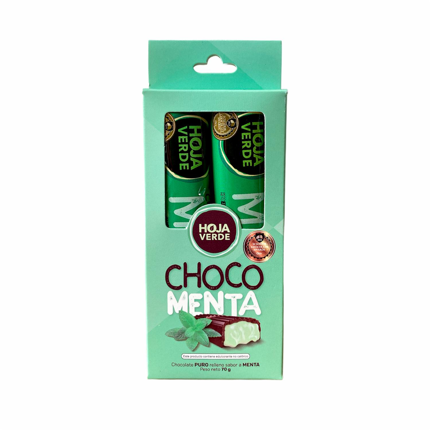 Chocolate En Barra Puro Rellenas Sabor A Menta HOJA VERDE Pack 2 X 35 G