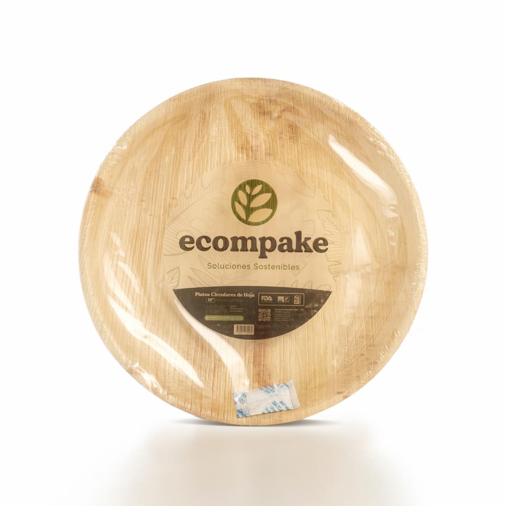 Platos Biodegradables De Hoja De Palma Redondo 6