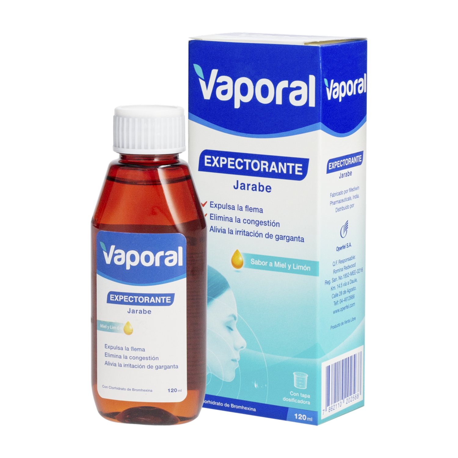 Jarabe Expectorante Sabor A Miel Y Limón VAPORAL 120 Ml