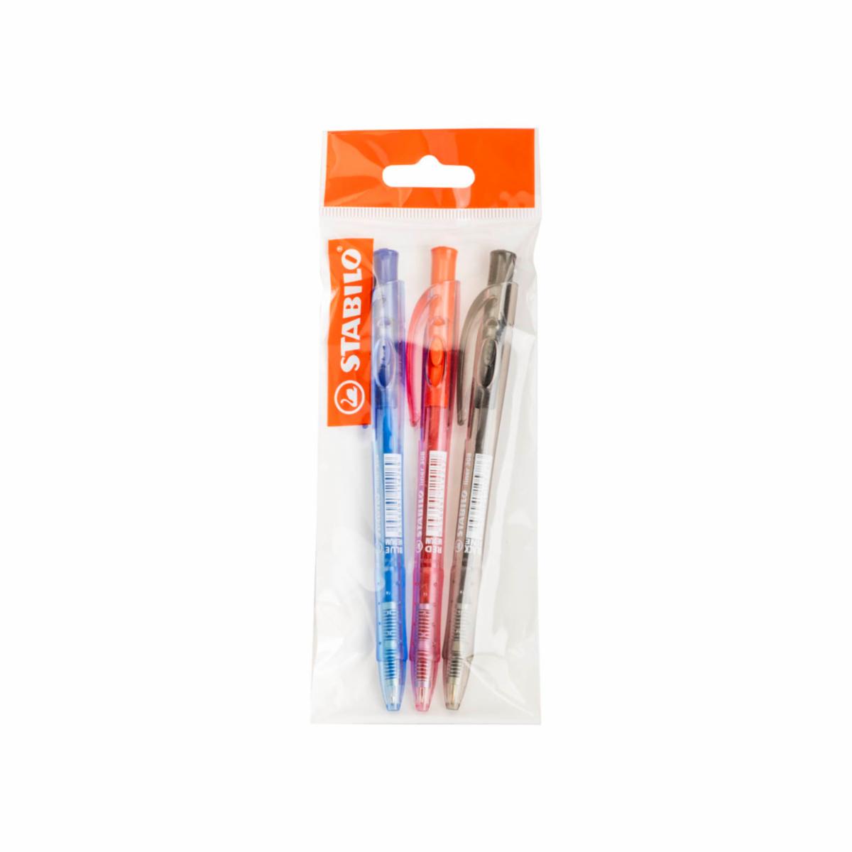 Bolígrafo Liner Azul Negro Y Rojo STABILO Ecopack 3 Uds