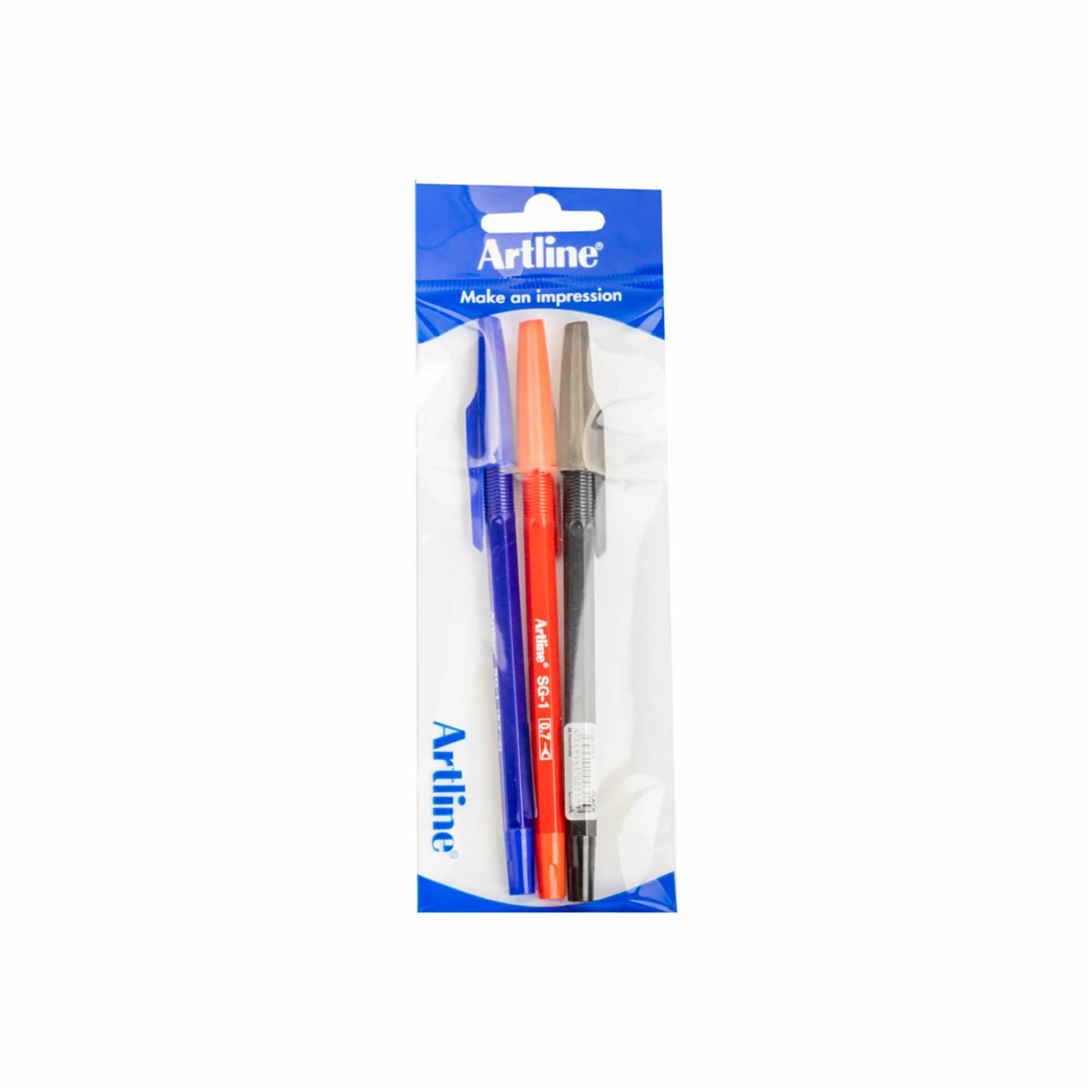Bolígrafo Semigel Sg-1 Azul Negro Rojo STABILO Ecopack 3 Uds