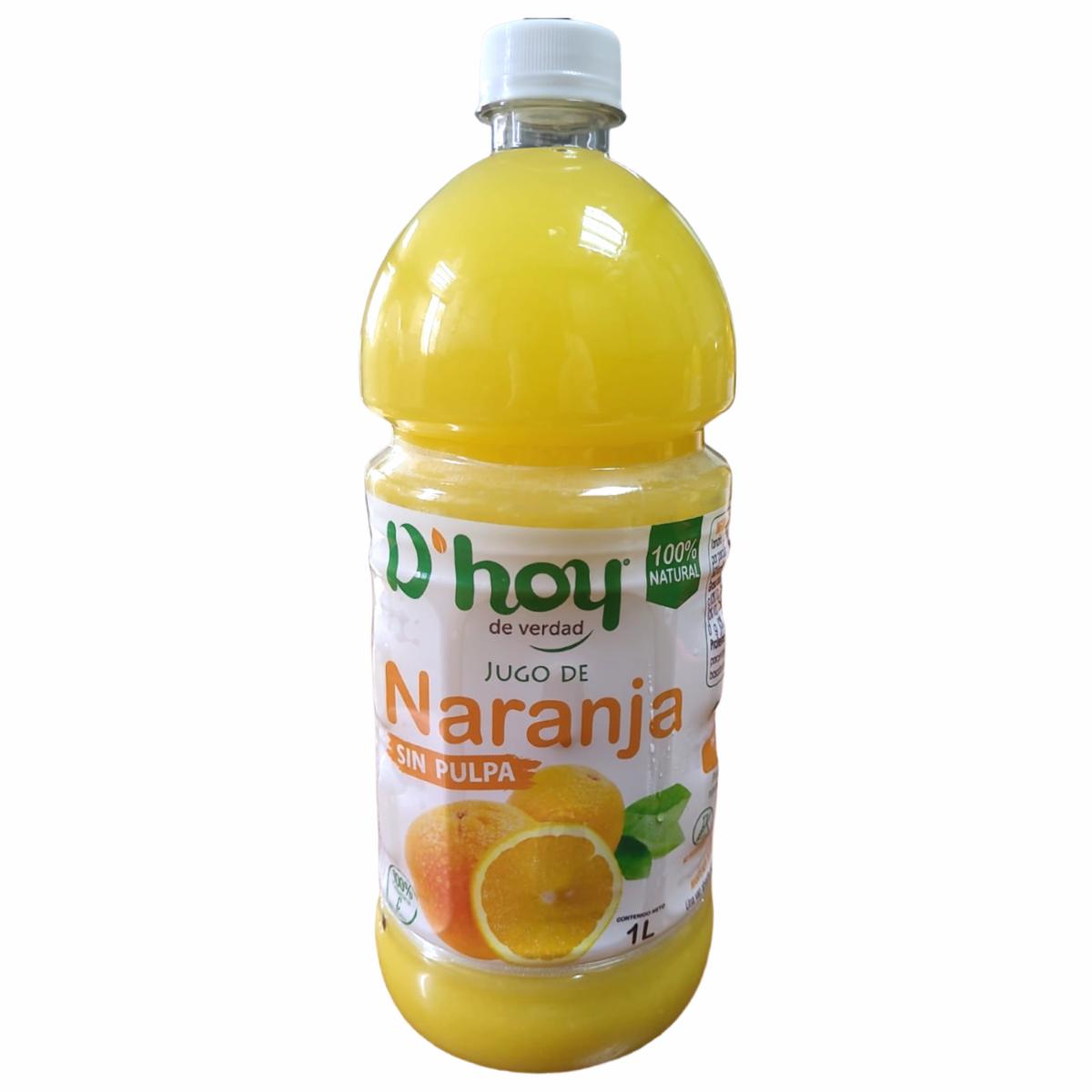 Jugo De Naranja Sin Pulpa 100 % Vitamina C D`HOY 1 L