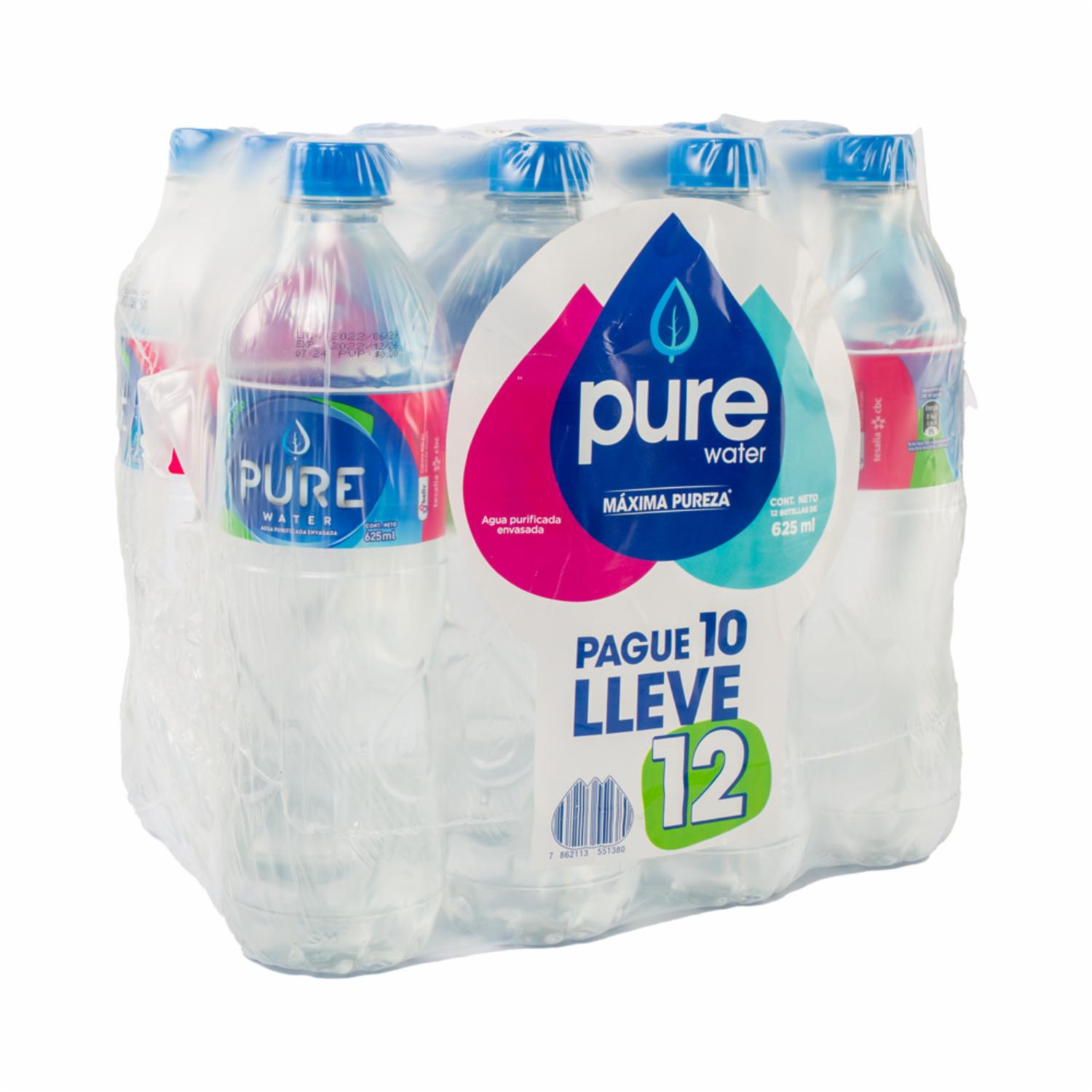 Agua Mineral Sin Gas PURE WATER 12 X 625 Ml