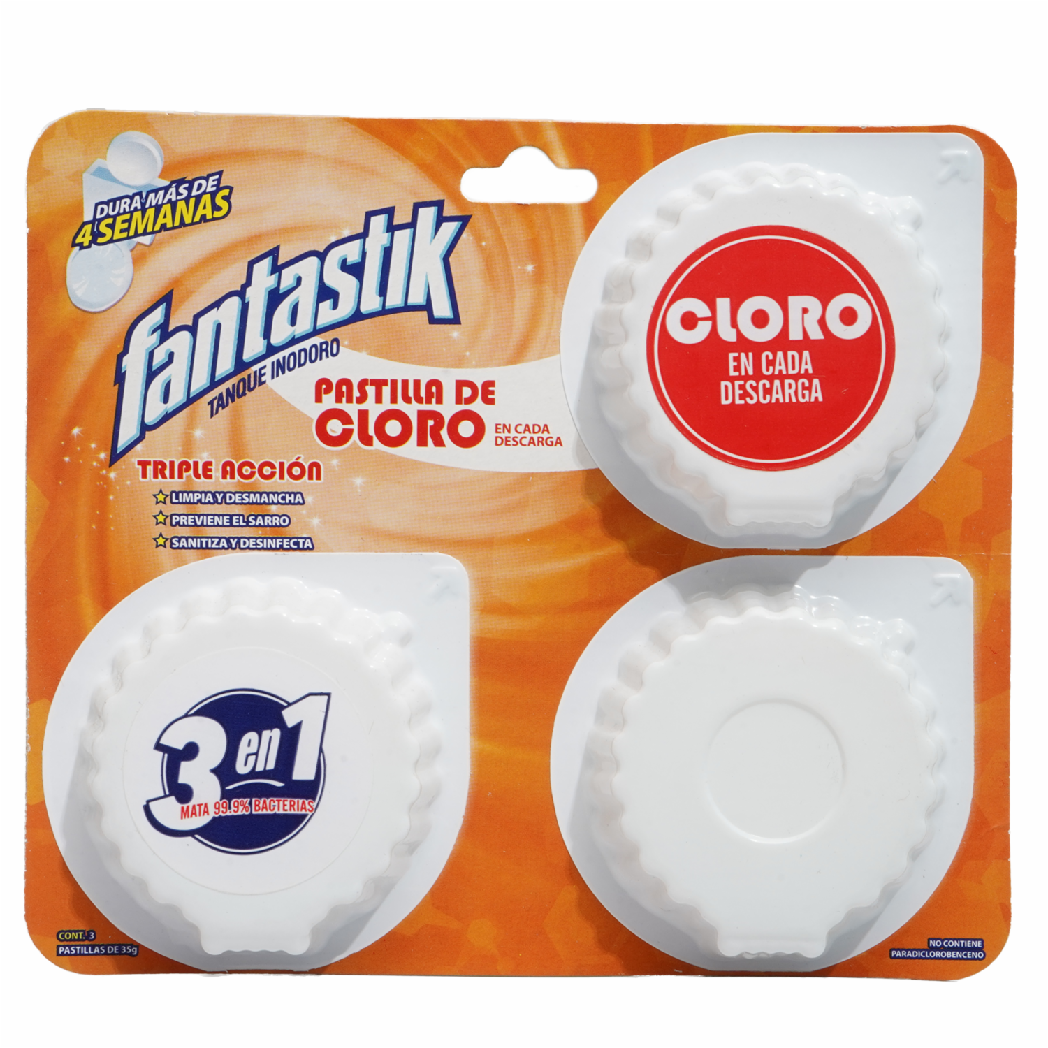 Pastilla De Cloro Para Inodoro FANTASTIK 3 X 35 G