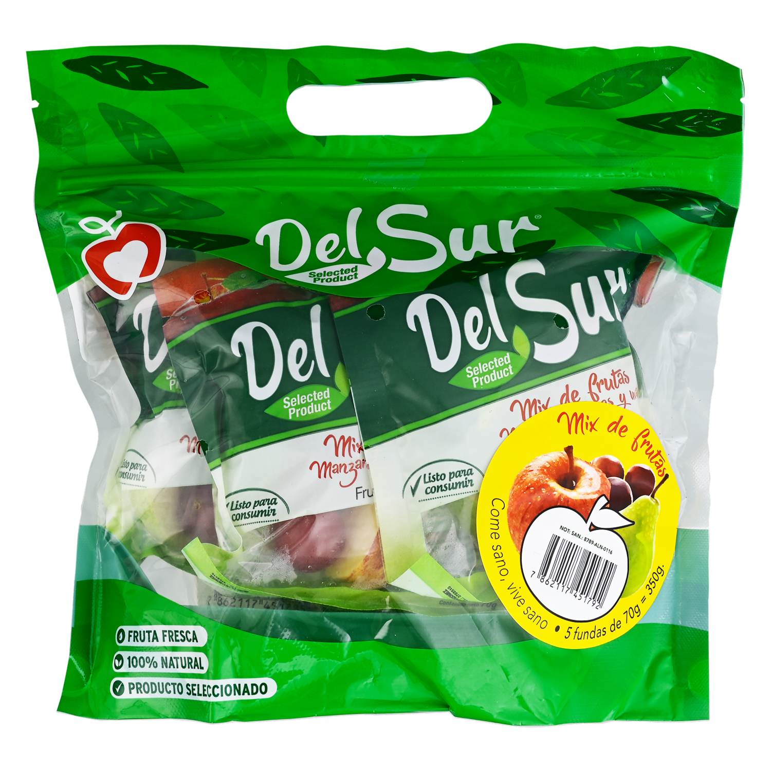 Mix Frutas Cortadas Manzana Pera Uva DEL SUR 350 G