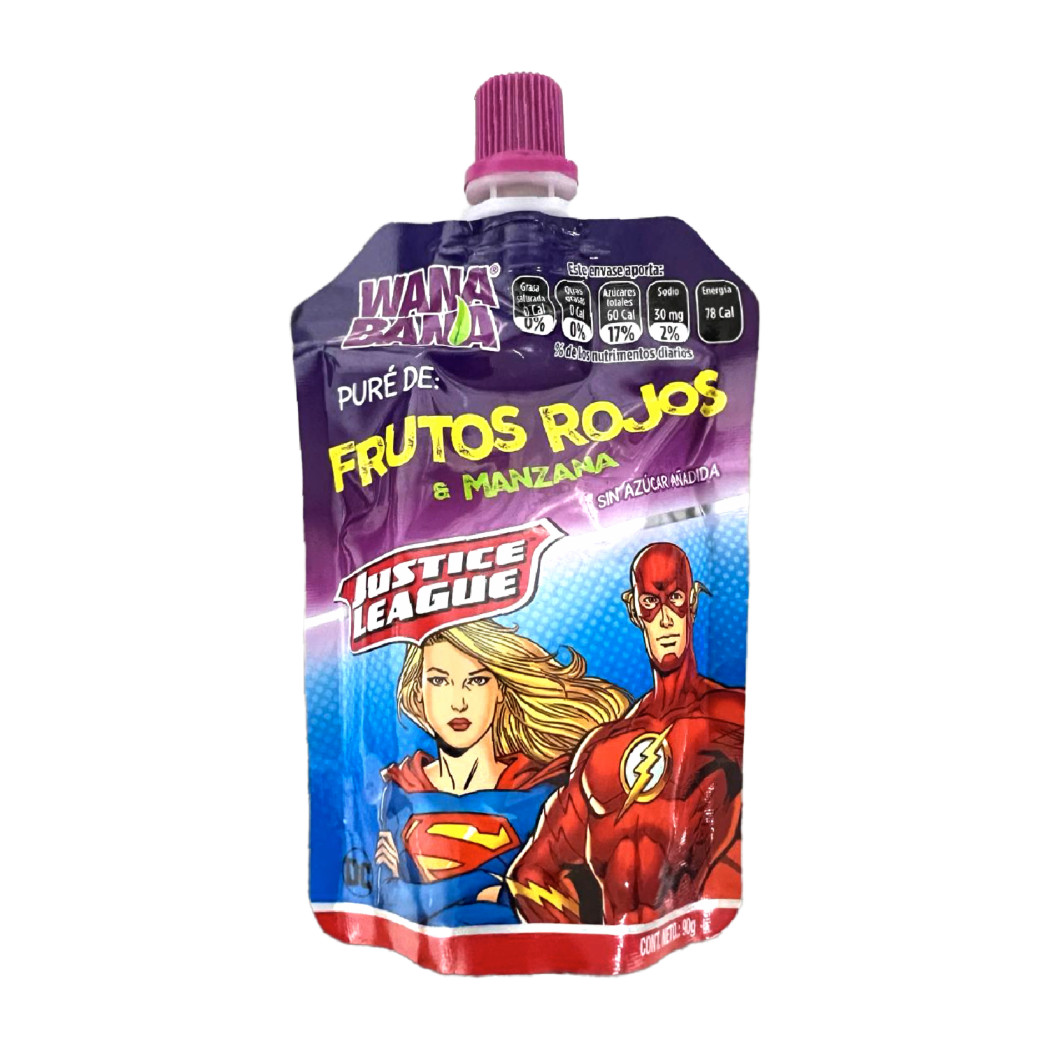 Pure De Fruta Sabor Frutos Rojos Y Manzana WANA BANA 90 G