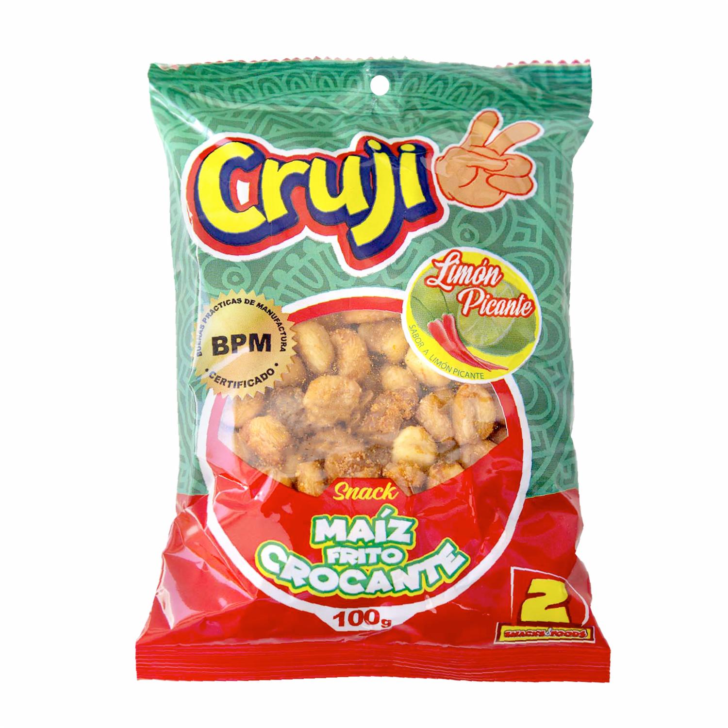 Snack De Maíz Frito Crocante Sabor A Limón Picante CRUJI 100 G