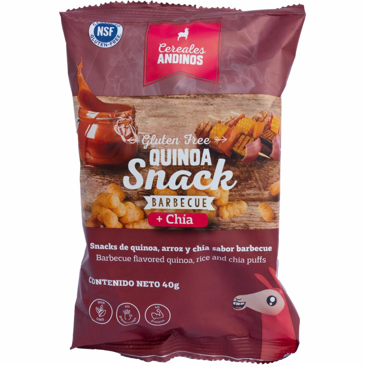 Quinoa Snack Barbecue Con Arroz + Chía Libre De Gluten CEREALES ANDINOS 40 G