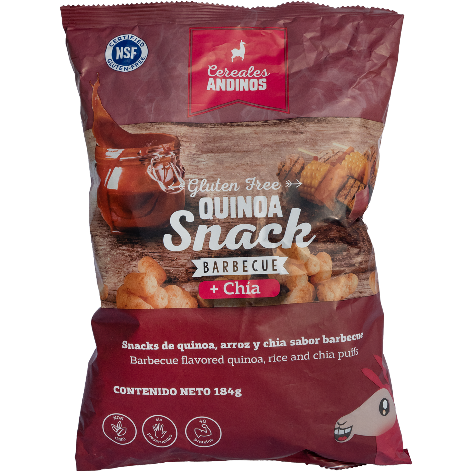 Quinoa Snack Barbecue Con Arroz + Chía Libre De Gluten CEREALES ANDINOS 184 G