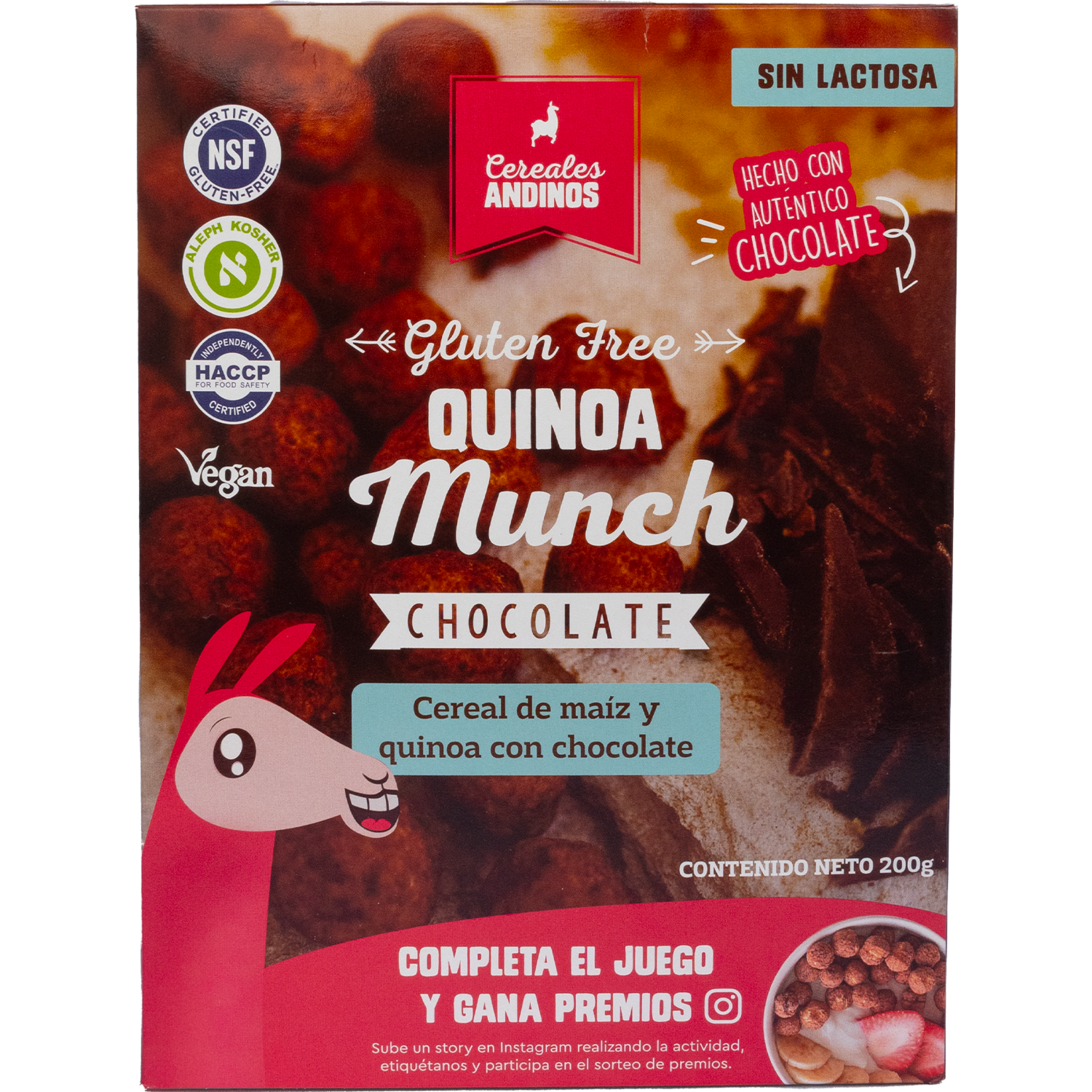 Quinoa Munch Cereal De Maíz Y Quinoa Con Chocolate Libre De Gluten CEREALES ANDINOS 200 G
