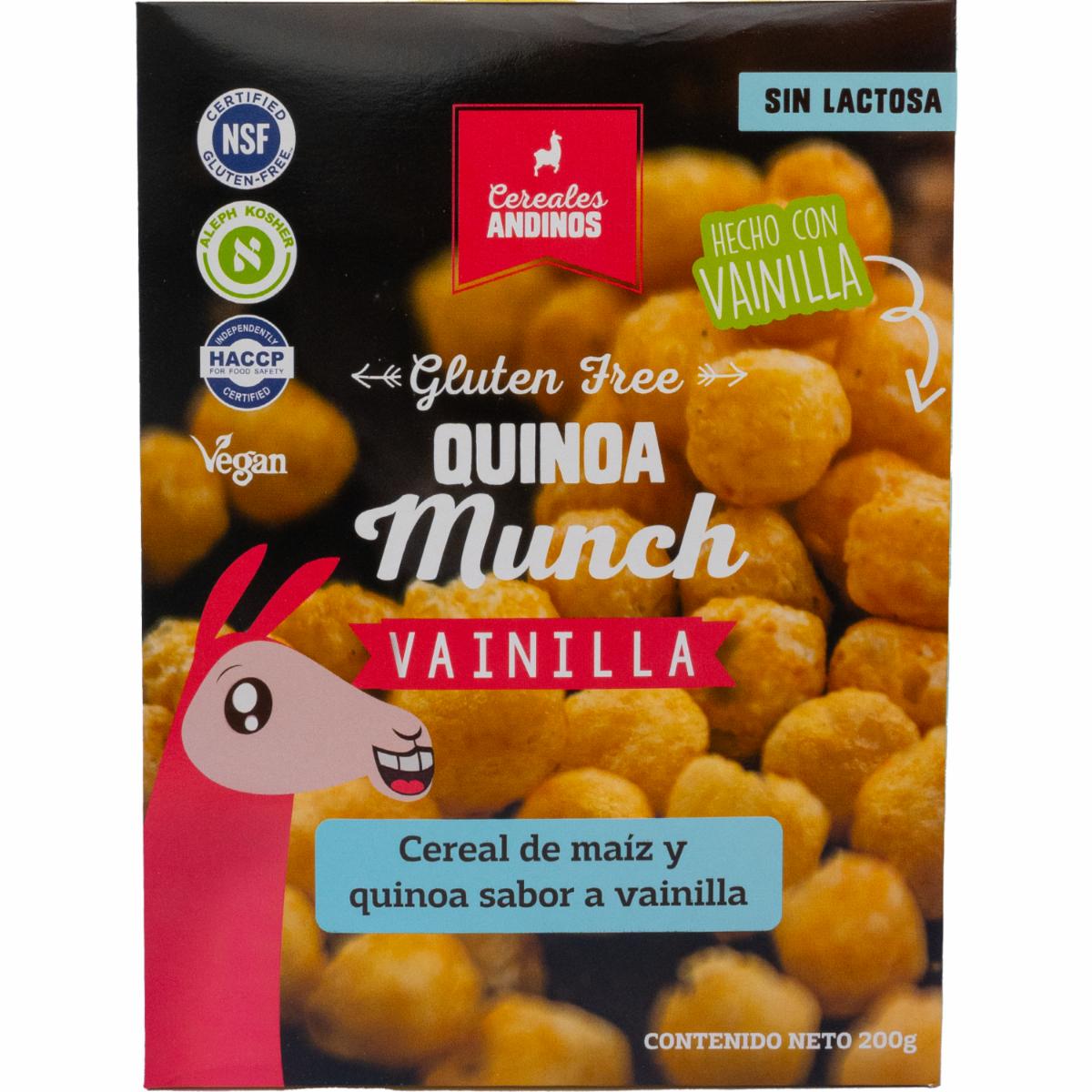 Quinoa Munch Cereal De Maíz Y Quinoa Sabor A Vainilla Libre De Gluten CEREALES ANDINOS 200 G